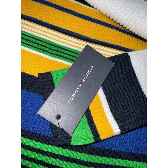 Tommy Hilfiger Women's Cotton Ribbed Sweater Color: Deep Maize Multi SIZE: XL - Picture 6 of 8